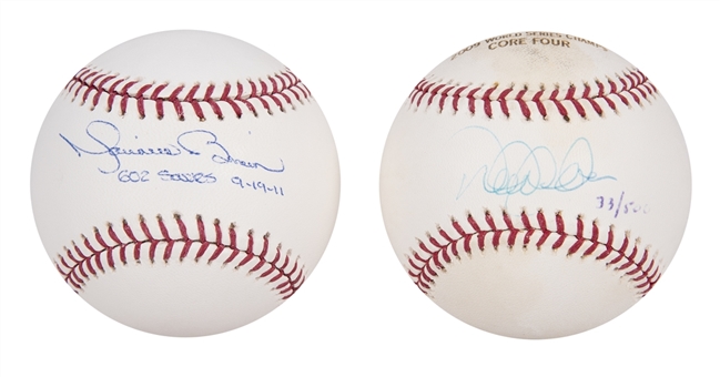 Lot of (2) Derek Jeter and Mariano Rivera Single Signed OML Selig Baseballs (MLB Authenticated & Steiner)